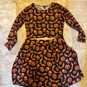 Orange and Black Halloween Costume with Pumpkin Design